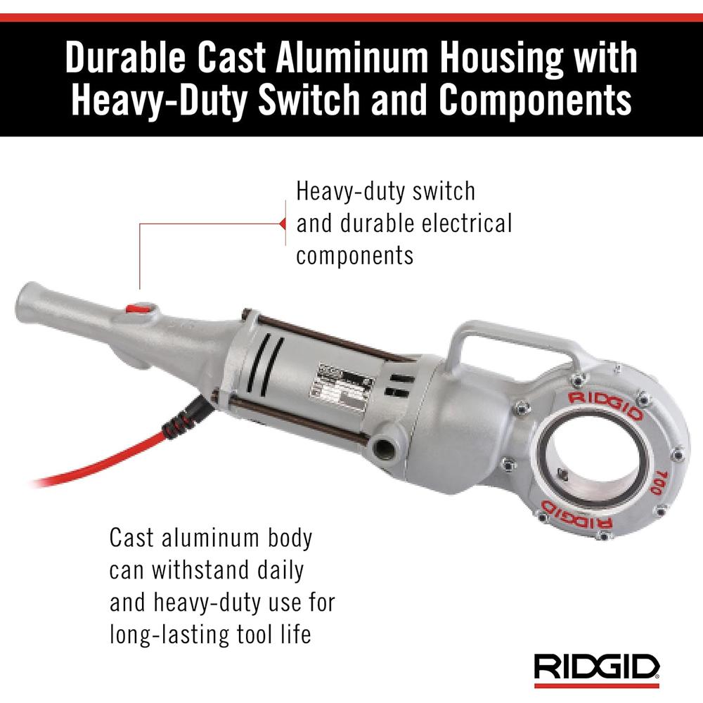 Ridgid 41935 Model 700 Power Drive Pipe & Conduit Threader, 1/8" to 2" (3 to 50 mm) Thread Capacity, 110V