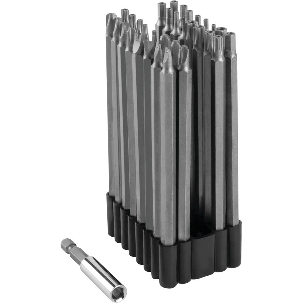 Titan Tools 16533 33-pc 5" Long Security Bit Set, (4) Spanner, (4) Triwing, (3) Torque, (9) Tr Torx, (12) Tr Hex