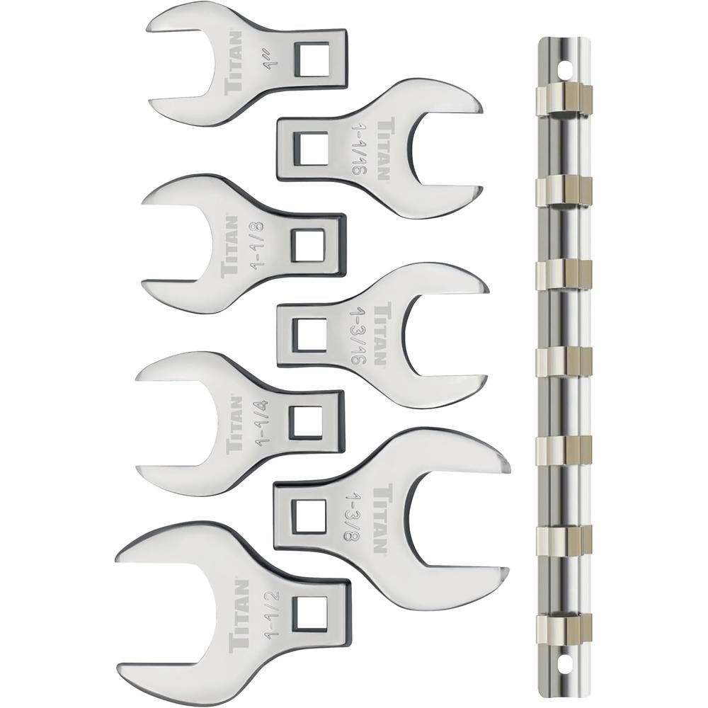 Titan Tools 17671 7pc 1/2" Drive SAE Jumbo Crowfoot Wrench Set, 1" - 1-3/8"