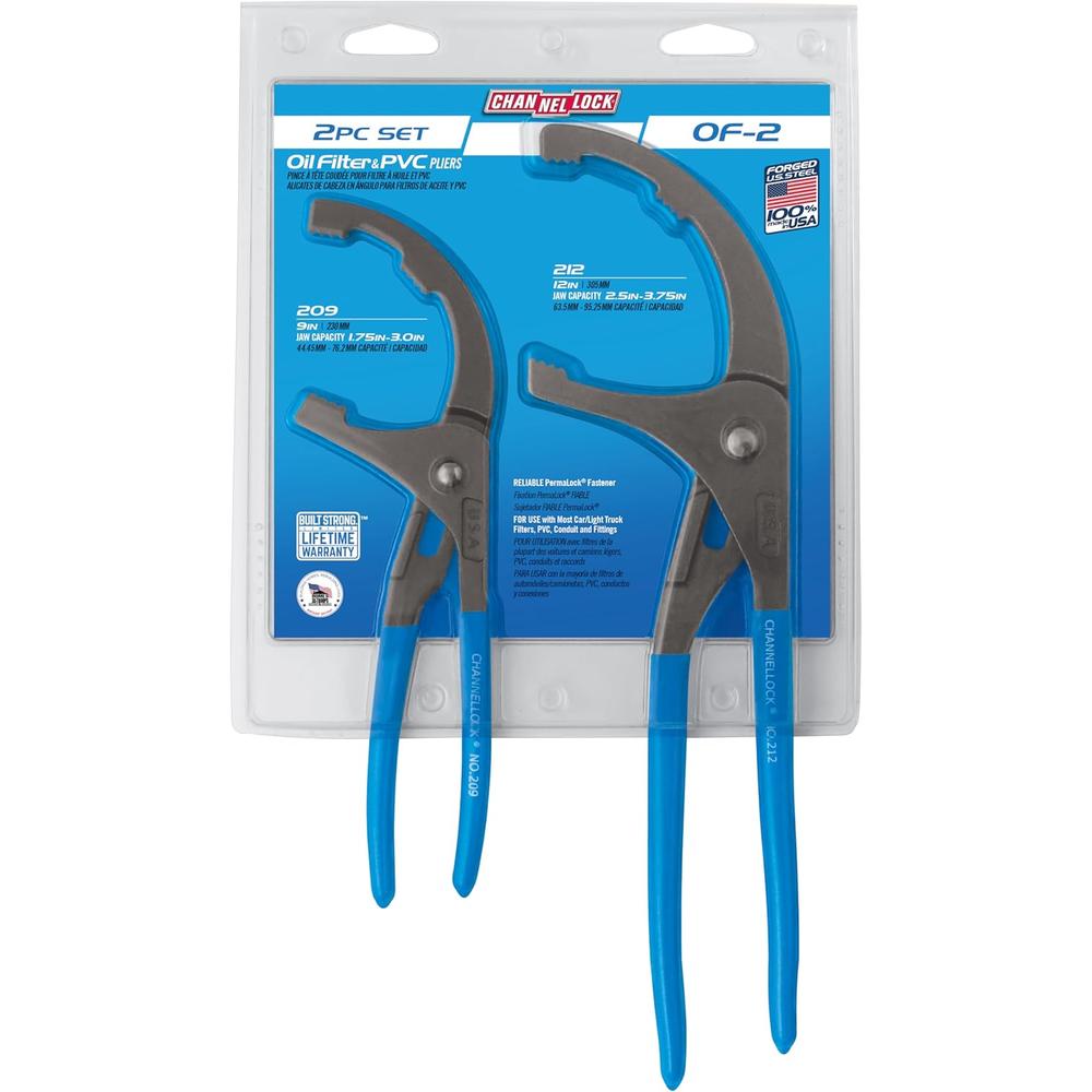Channellock OF-2 2pc Oil Filter/ PVC Plier Set