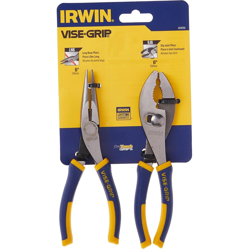 Irwin Tools 2078702 Vise-Grip 2-PC PROPLIER SET, INCLUDES 6" SLIP JOINT & 6" LONG NOSE PLIERS