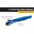 Titan Tools 11316 1/4-Inch Drive x 4-Inch 90-Tooth Swivel Head Micro Ratchet - Blue