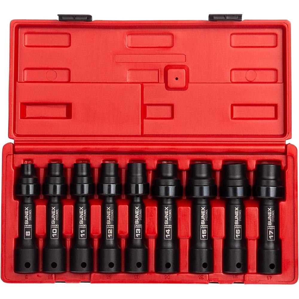 Sunex 2695 9pc 1/2" Drive Metric 12 Point Driveline Socket Set