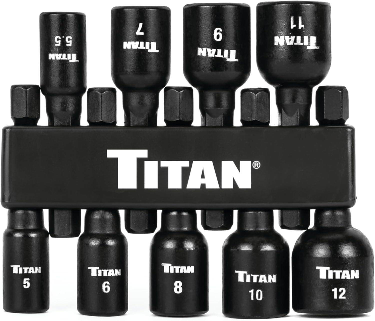 Titan Tools 16297 9pc Magnetic Metric Impact Nut Driver Kit, 5mm-12mm