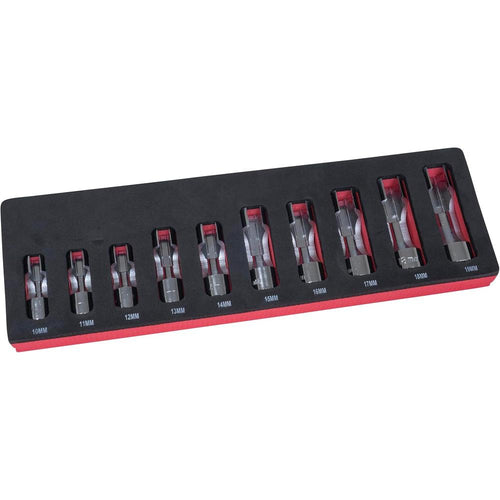 Lisle 12030 Jeu de 10 douilles pour capteur à écrou évasé, 10 mm-19 mm