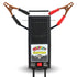 Schumacher Electric BT-100 Battery Load Tester and Voltmeter, front view with color-coded heavy-duty clamps