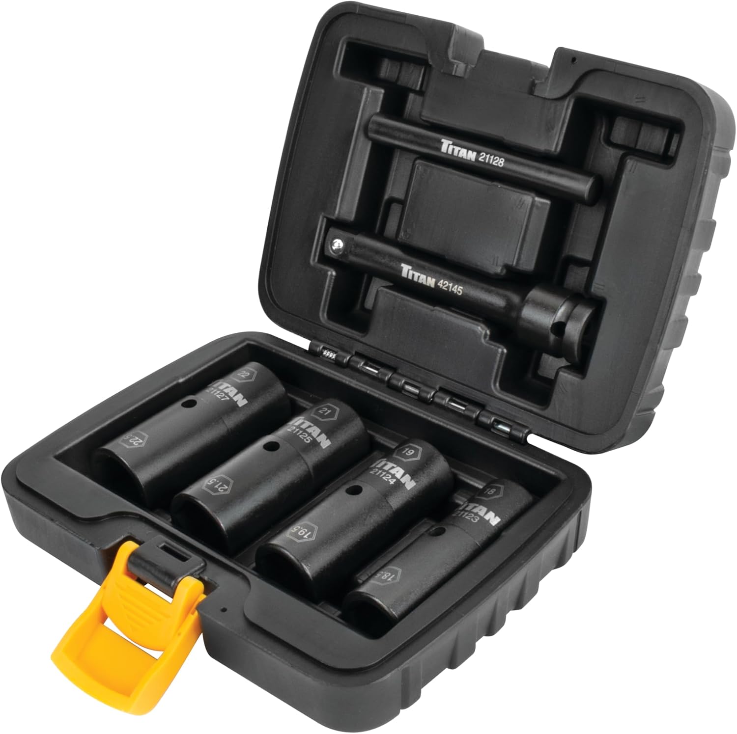 Titan Tools 21126 Flip Socket Set stored in heavy-duty molded storage case