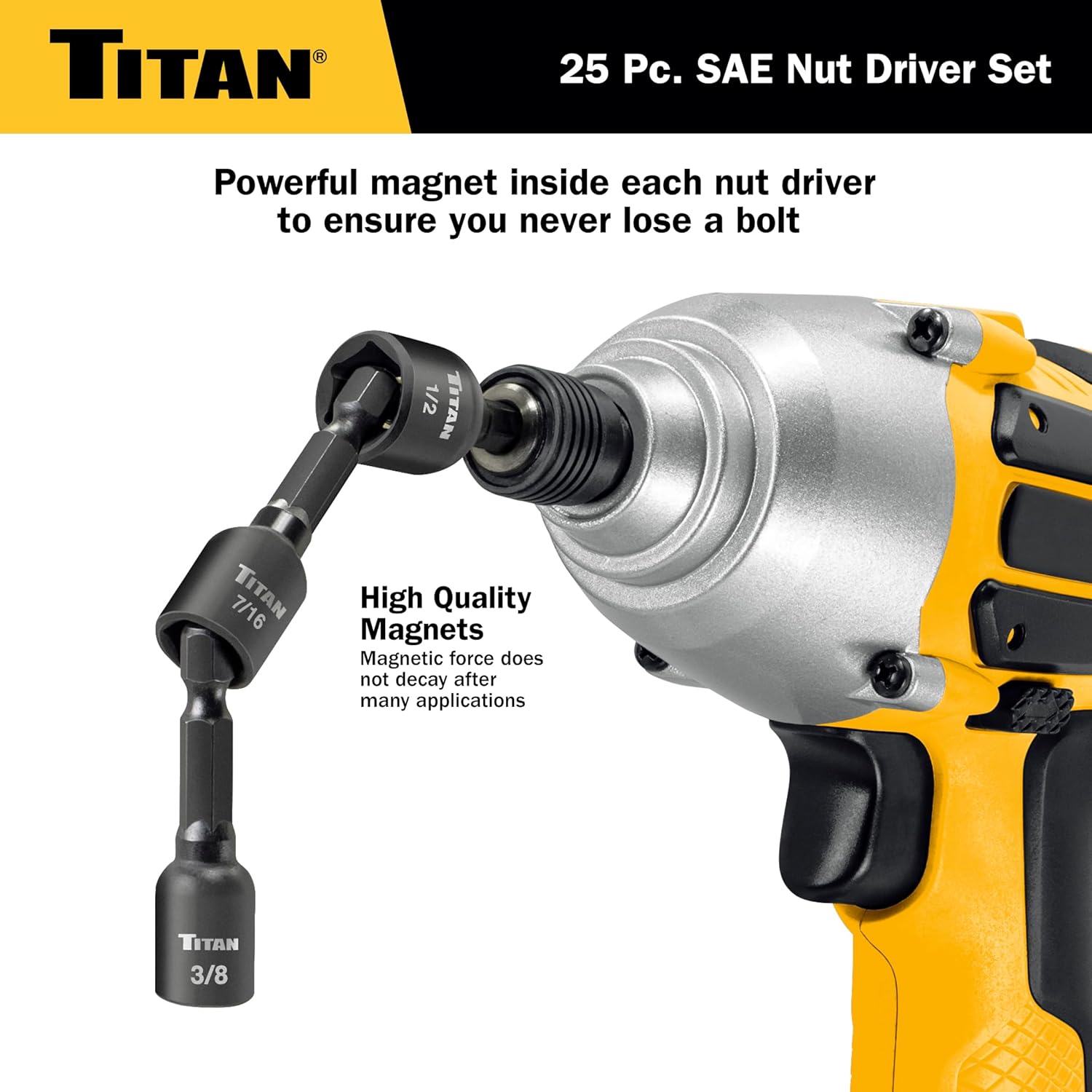 Titan Tools 16294 25pc SAE Impact Nut Driver Set w/ Storage Rack