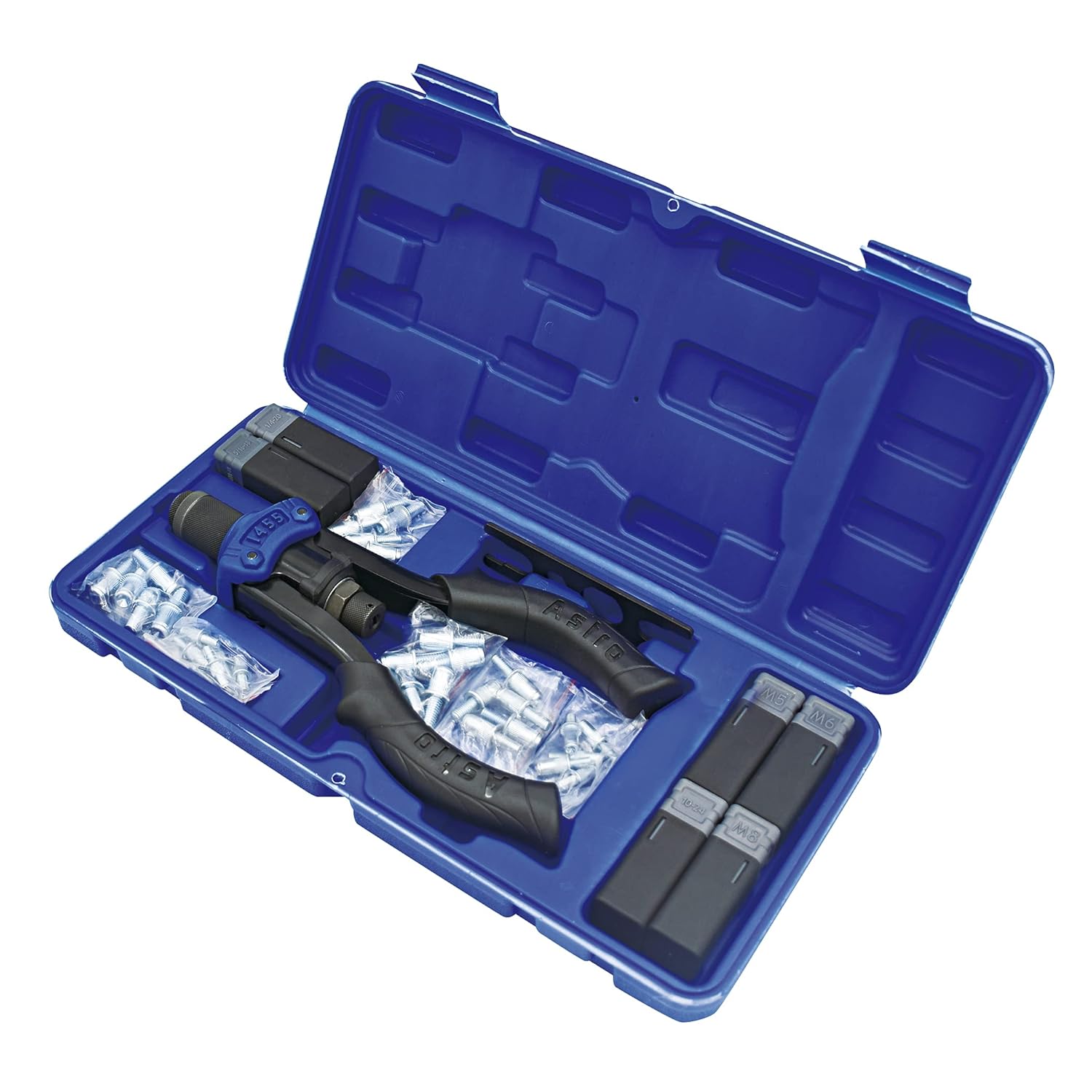 Astro Pneumatic 1455 HAND RIVET STUD SETTER KIT - METRIC & SAE W/ RIVET STUDS – 10-24, 1/4", 5/16", M5, M6 & M8