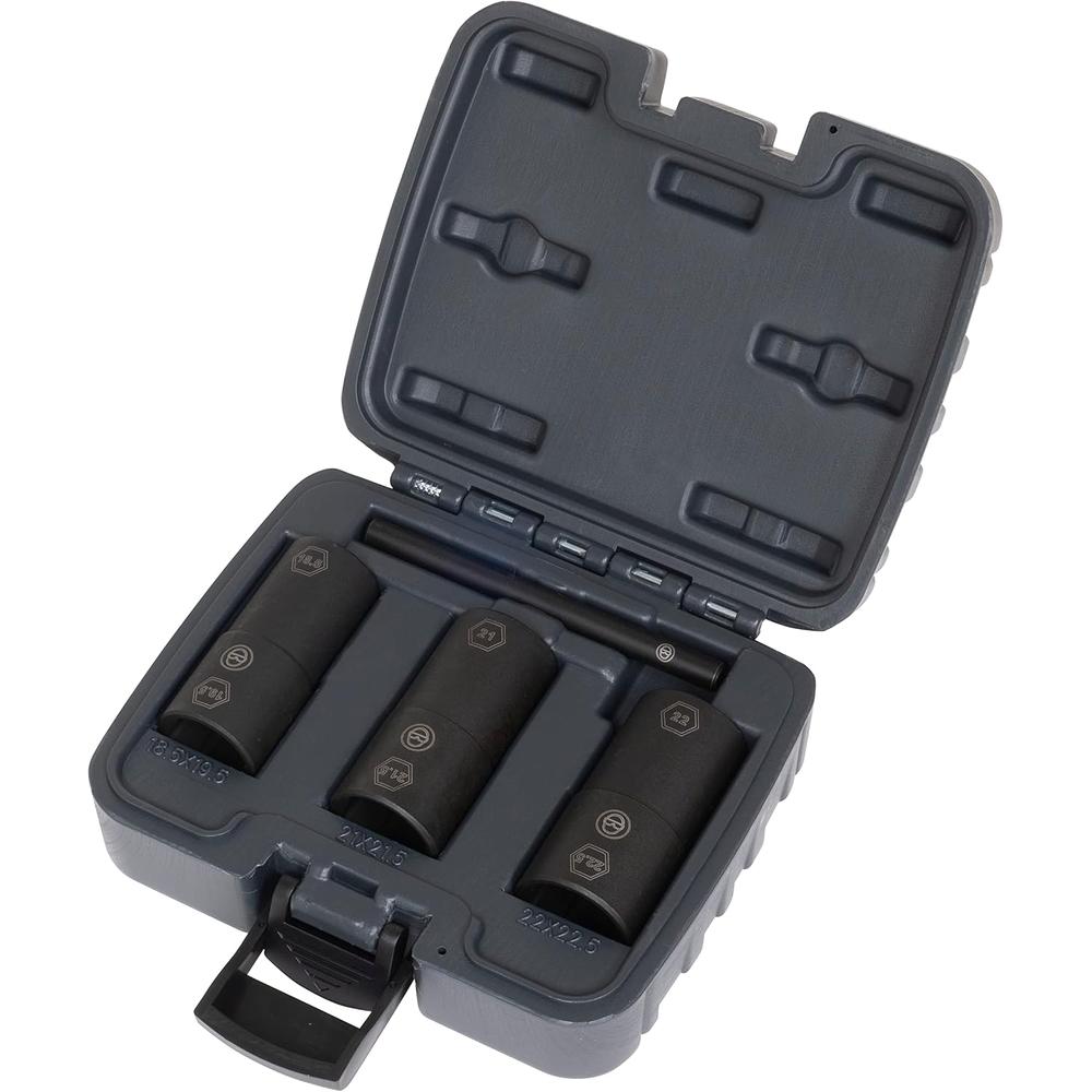 Lisle 13050 4-PC 6 PT. FLIP SOCKET SET, 18.5MM/19.5MM, 21MM/21.5MM, 22MM/22.5MM, PUNCH