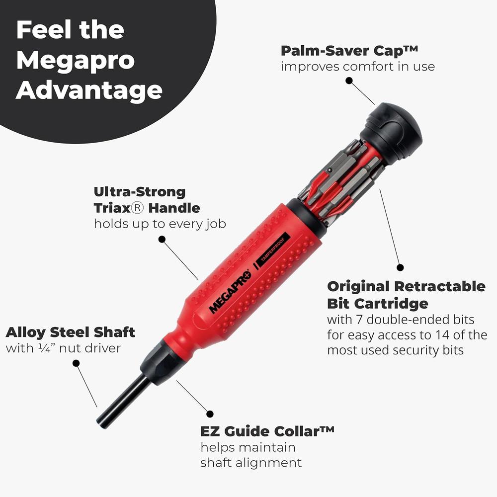 Megapro Tools 151TP-C Original Tamperproof 15-in-1 Multi-Bit Screwdriver (Carded)