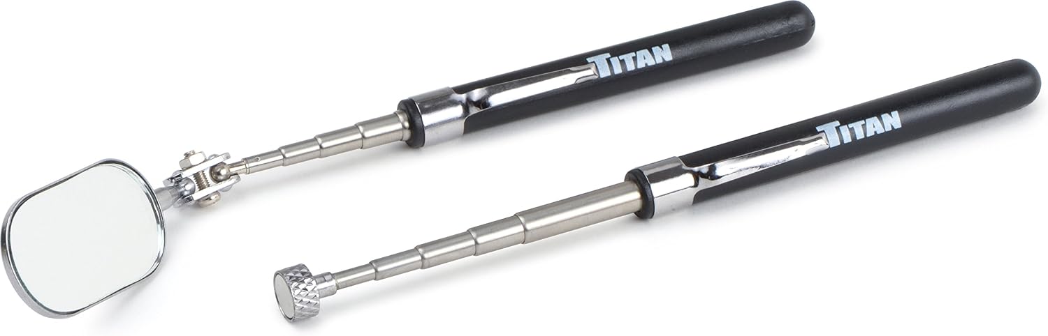 Titan Tools 11188 Oval Telescoping Inspection Mirror and Magnetic Pick-Up Tool Set