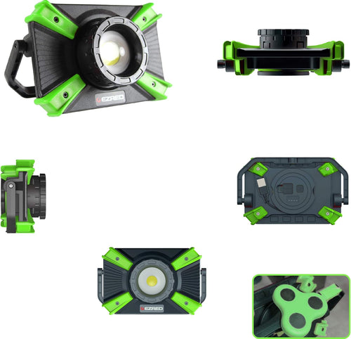 EZ RED XLF1000-GR Lampe de travail rechargeable micro-USB 1 000 lm, noir, vert