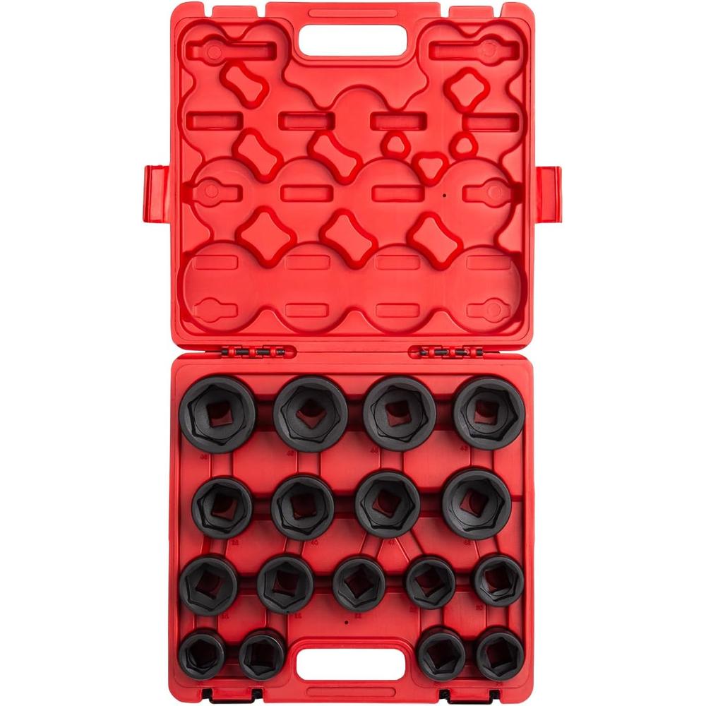 Sunex Tools 4684 3/4 in. Drive Heavy Duty Impact Socket Set, 17 pieces, Metric, 26mm-46mm, Cr-Mo Alloy Steel, Radius Corner Design, Dual Size Markings, Heavy Duty Storage Case