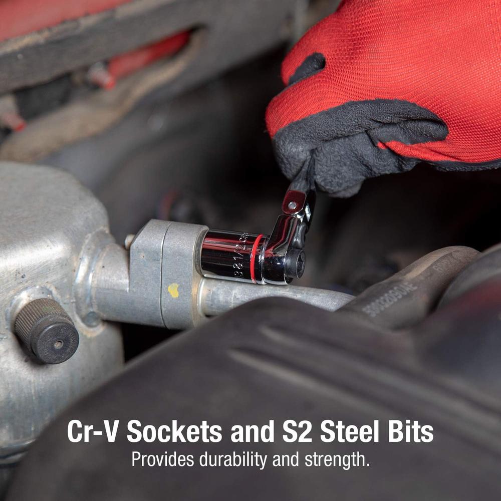 Sunex Tools 9732 44Pc 1/4" Dr Mini Dual Flex Head RATCHET W Socket & Bit Set