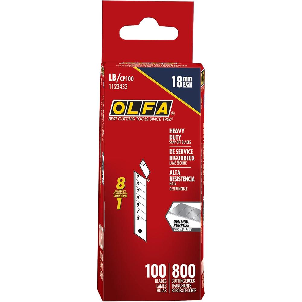 Olfa LB/CP100 18MM Lb Silver Snap-off Blade - Pack of 100