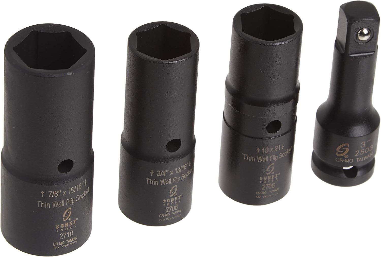 Sunex Tools 2724 1/2 in. Drive Deep Thin Wall Flip Socket Set, 4 pieces