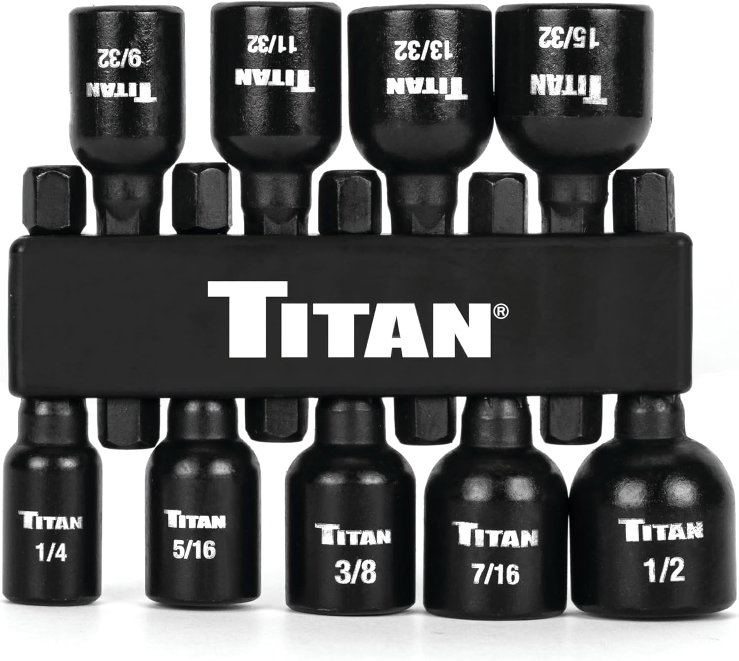 Titan Tools 16298 9pc Magnetic SAE Impact Nut Driver Kit, 1/4"-1/2"