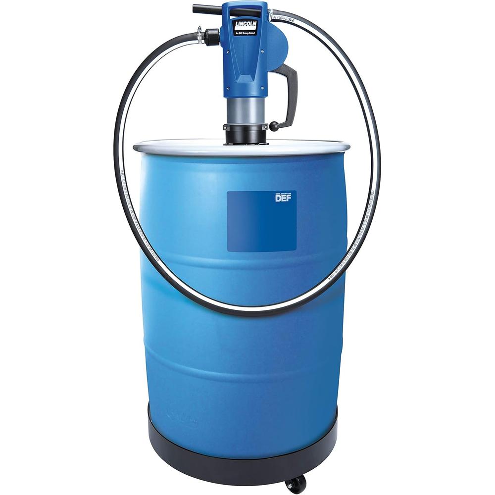 Lincoln 1392 Lever Action Self-Priming DEF Compatible Fluid Transfer Pump With 2 Inch Bung Mounts and Locking Ring to Enable Custom Pump Positioning when Drum Mounting