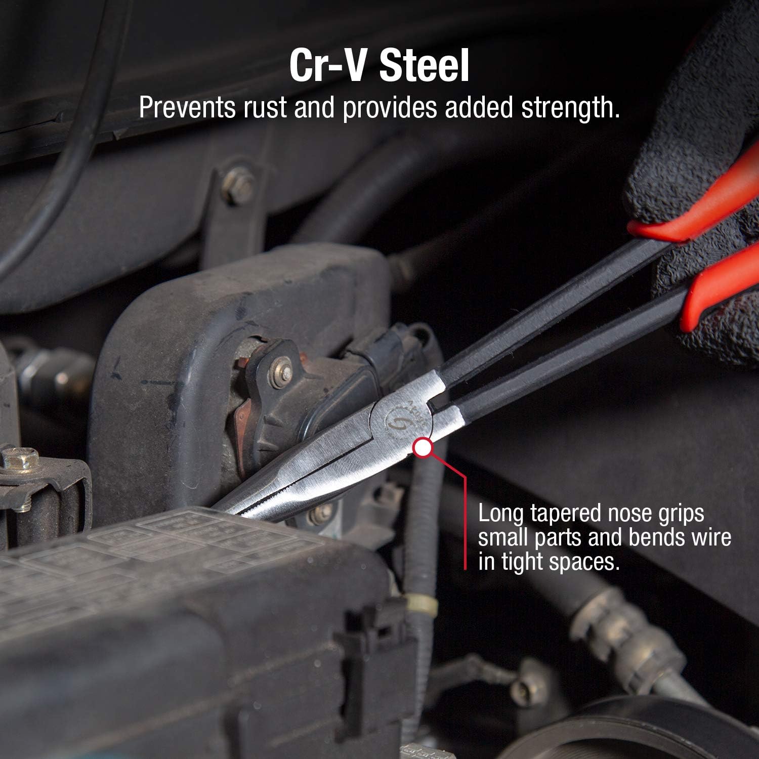 Sunex Tools 3600V 11" Long Reach Straight Pliers Set, 90° Bent Nose Pliers, 45° Bent Nose Pliers, 20° Bent Nose Pliers, 4Piece