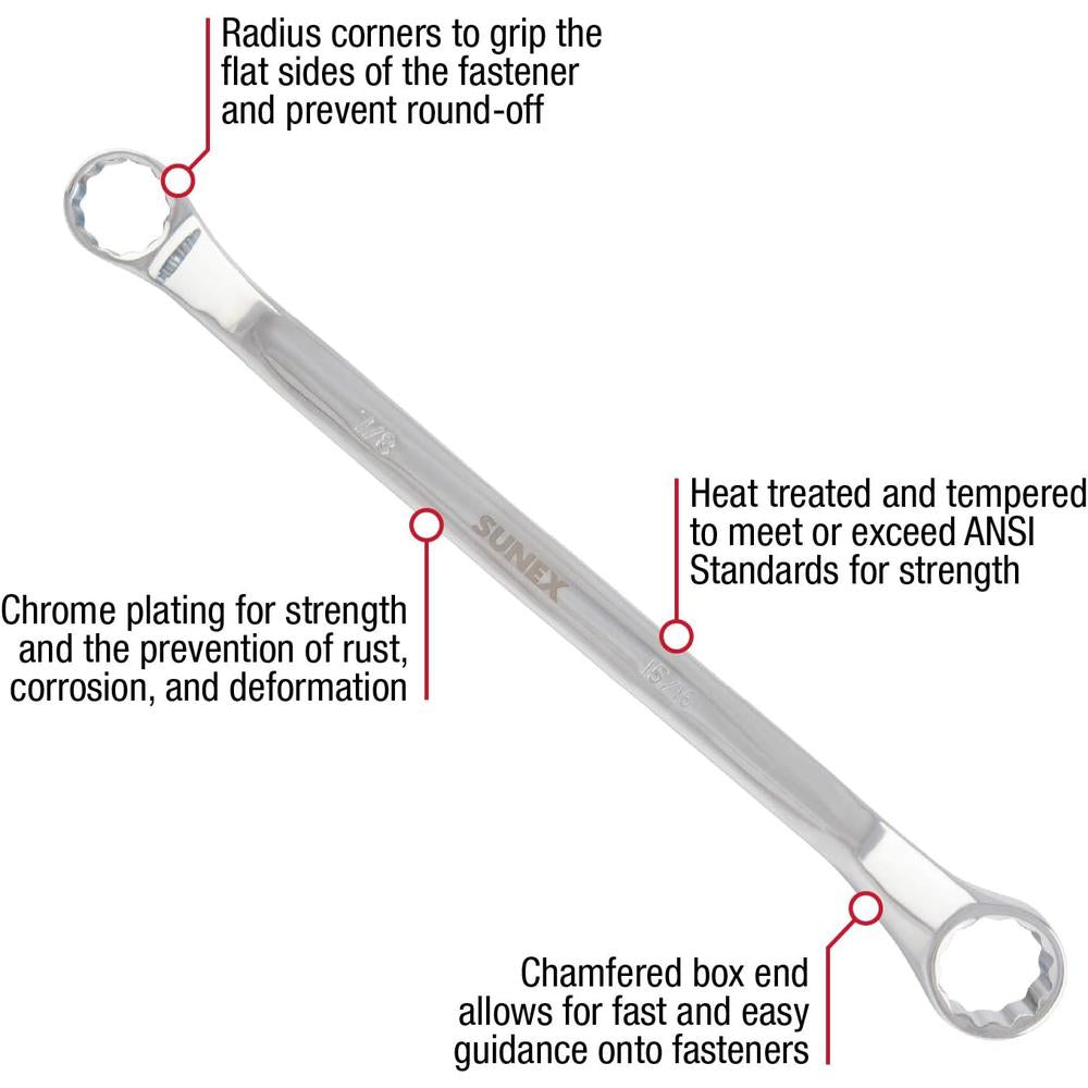 Sunex Tools 9950 5PC FULL POLISH SAE DOUBLE BOX WRENCH SET
