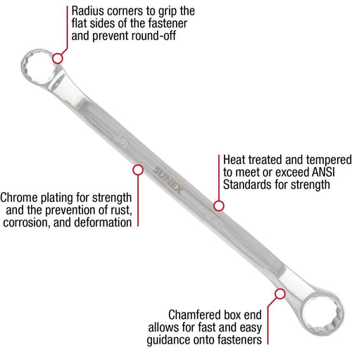 Sunex Tools 9950 5PC FULL POLISH SAE DOUBLE BOX WRENCH SET