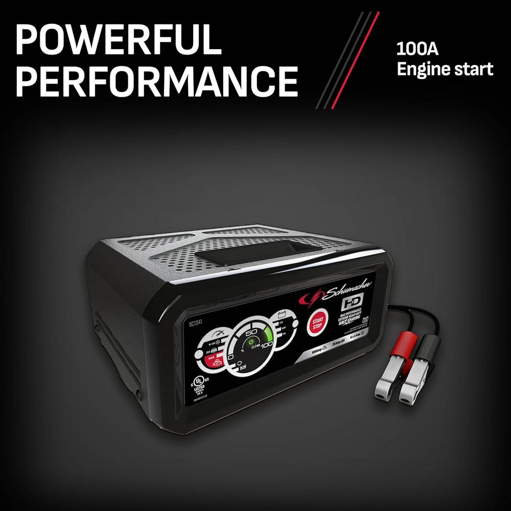 Schumacher Electric SC1341 Chargeur de batterie 100/15/2 A avec démarrage du moteur/utilisation robuste
