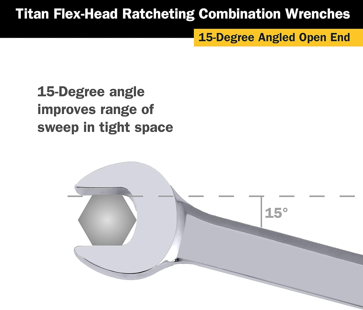 Titan Tools 12813 13 Mm 12 Pt. Flex-Head Ratcheting Combination Wrench