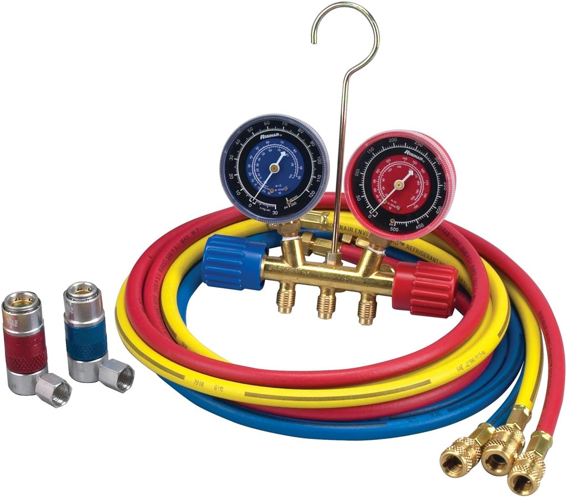 Robinair 45111 R134A 2-WAY BRASS MANIFOLD GAUGE SET