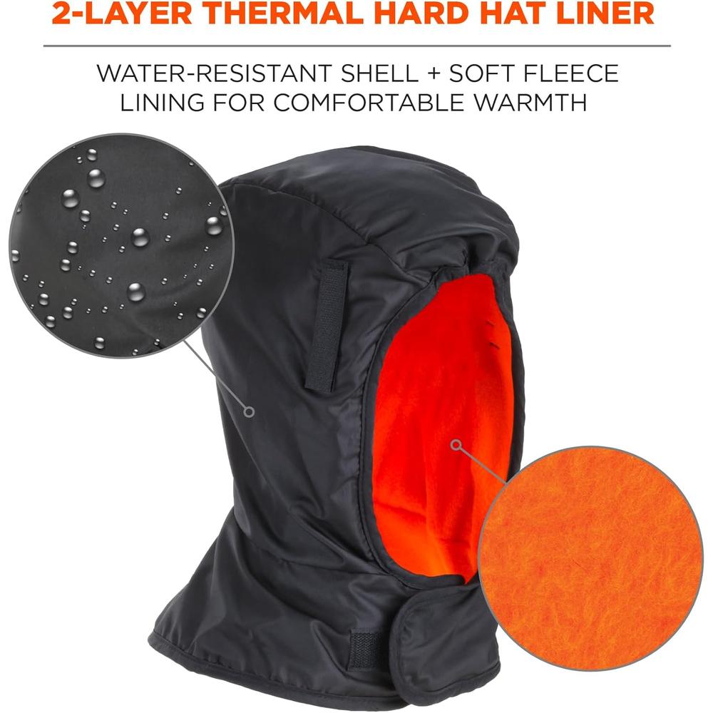 Ergodyne 16842 N-FERNO 6842 WINTER HARD HAT LINER - 2-LAYER, FLEECE-LINED, POLYESTER SHELL, SHOULDER LENGTH