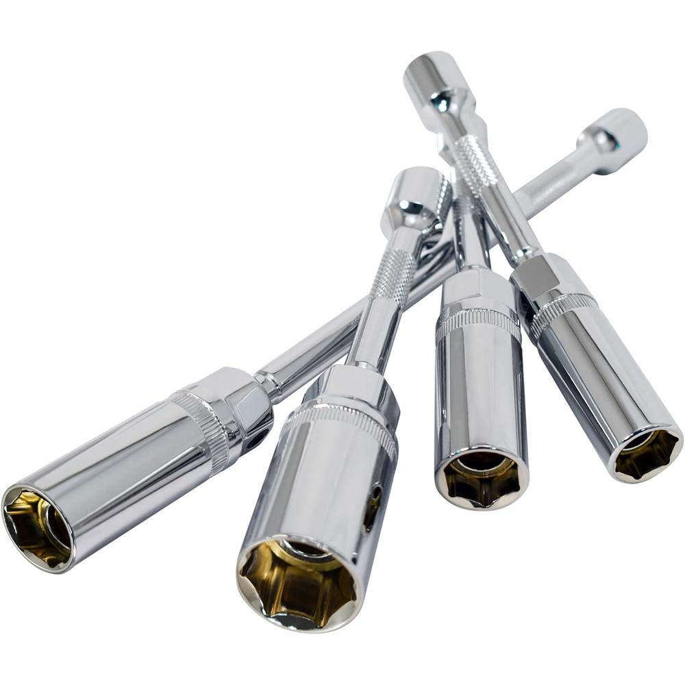 Astro Pneumatic 94404 4-PC 3/8" DR. 6 PT. MAGNETIC SPARK PLUG UNIVERSAL EXTENSION SOCKET SET, 9/16" X 6", 5/8" (16MM) X 6", 5/8" (16MM) X 10", 13/16" X 6"