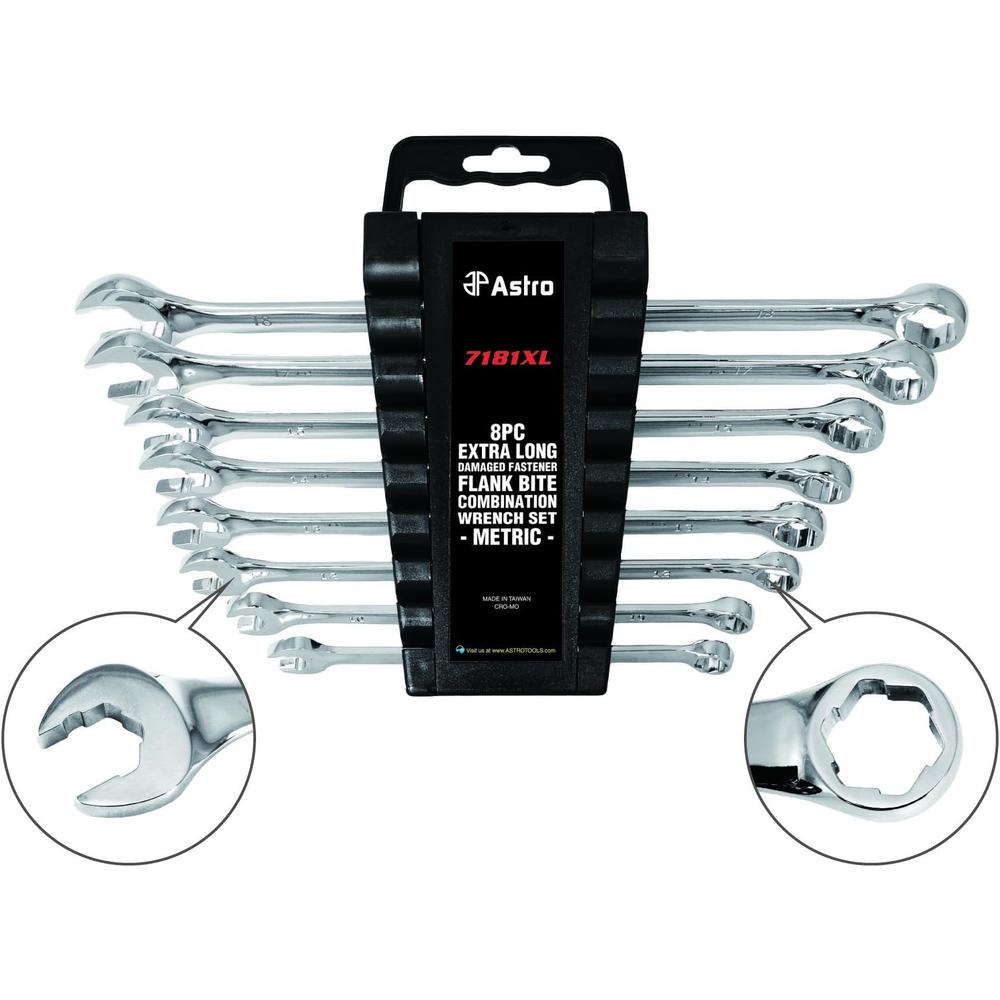 Astro Pneumatic 7181XL Jeu de 8 clés mixtes extra longues à fixation endommagée - Métrique