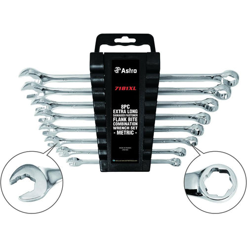 Astro Pneumatic 7181XL Jeu de 8 clés mixtes extra longues à fixation endommagée - Métrique