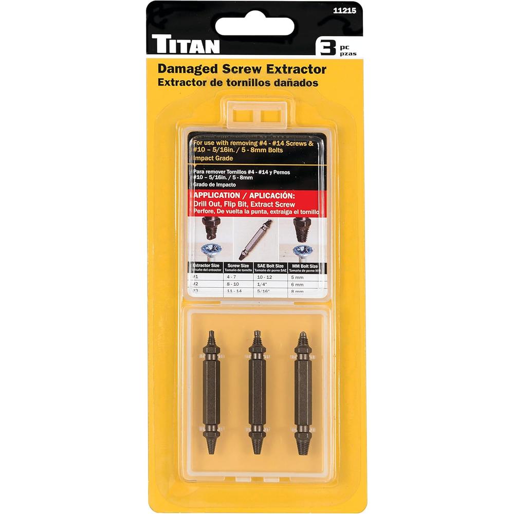 Titan Tools 11215 3 Pc. Damaged Screw Extractor Set