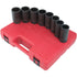 Sunex Tools 2835 Jeu de douilles à chocs pour écrou de broche profond, 1/2 po, métrique, standard, 12 pans, Cr-Mo, 29 mm - 39 mm, 8 pièces