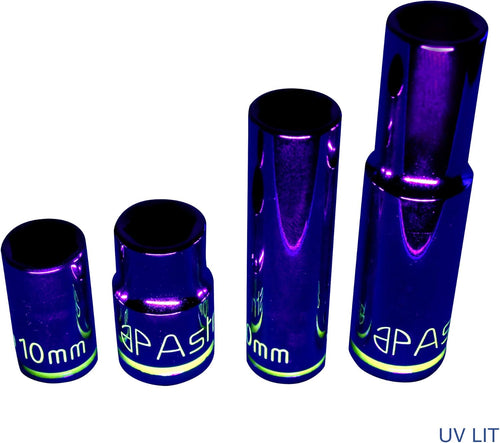 Astro Pneumatic 410 4pc UV Glowing 10mm Sockets 1/4" & 3/8" Drive