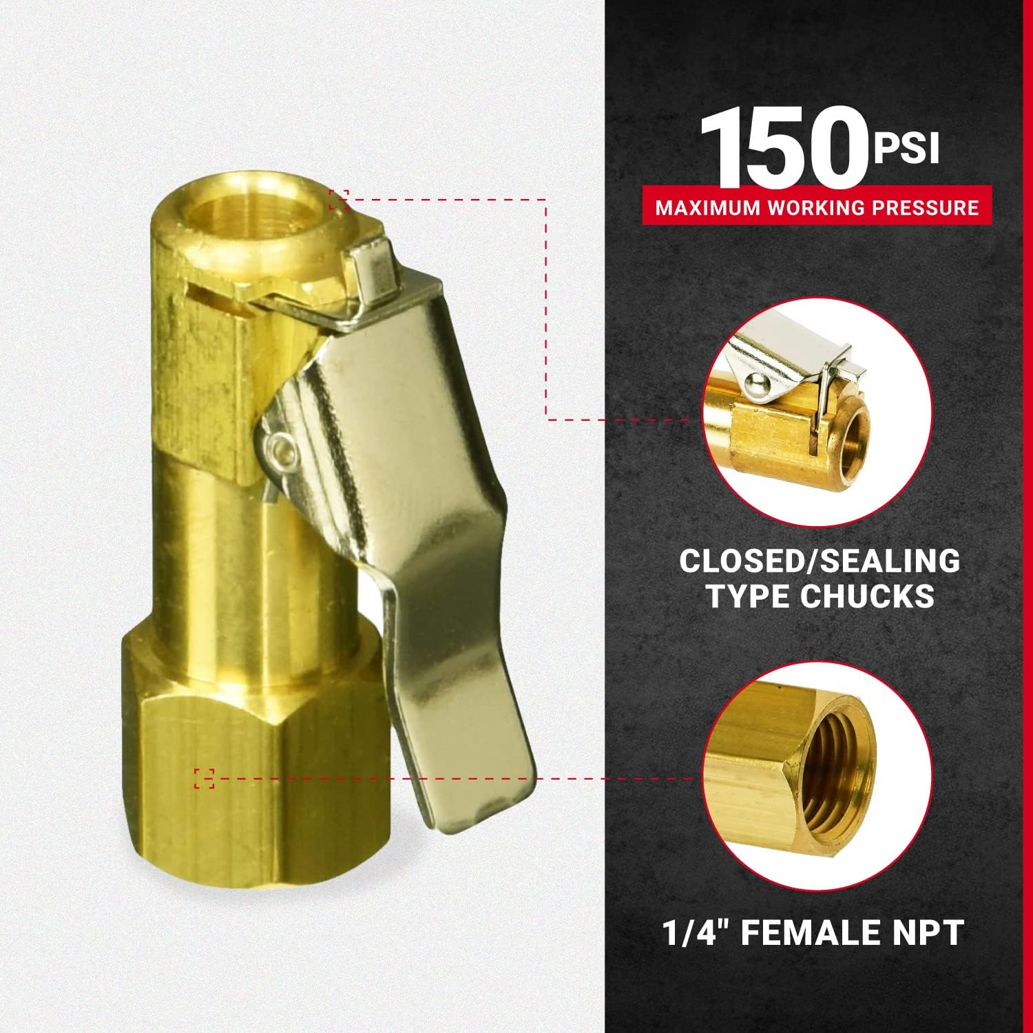 Milton Industries S-697-2 Chuck Clip with 1/4" FNPT, European Style