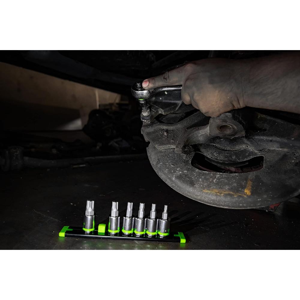 GripEdge GE7BSSHSRPT 7pc 3/8" Dr. Short SAE RPT Hex Driver Set, 1/8" - 3/8"