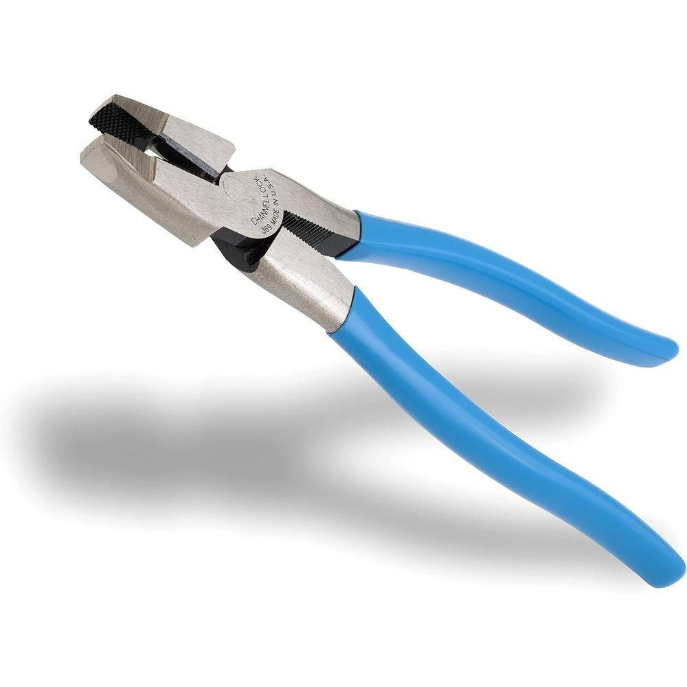 Channellock 369 9.5-Inch Lineman's Pliers | Xtreme Leverage Technology (XLT) Requires Less Force to Cut than Other High-Leverage Models | Forged from High Carbon Steel | Made in the USA, Blue Handle