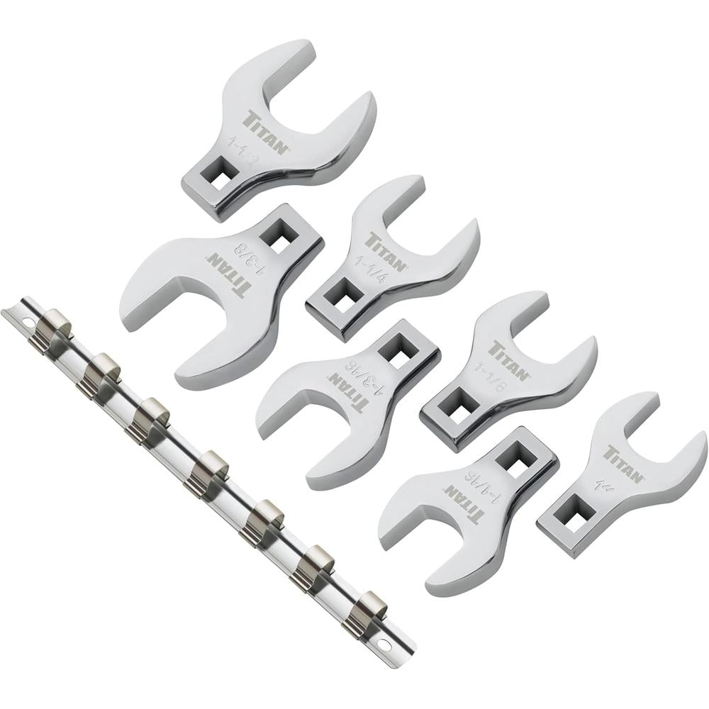 Titan Tools 17671 7pc 1/2" Drive SAE Jumbo Crowfoot Wrench Set, 1" - 1-3/8"