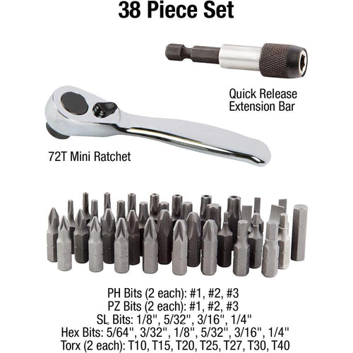 Sunex Tools 9726 38-PC MINI RATCHET/BIT SET