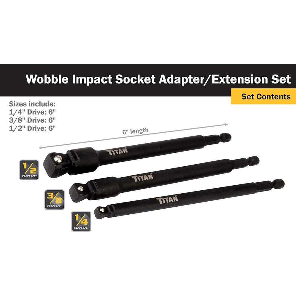 Outils Titan 49006 3 pièces. Impact Wobble Socket Adaptateur SE