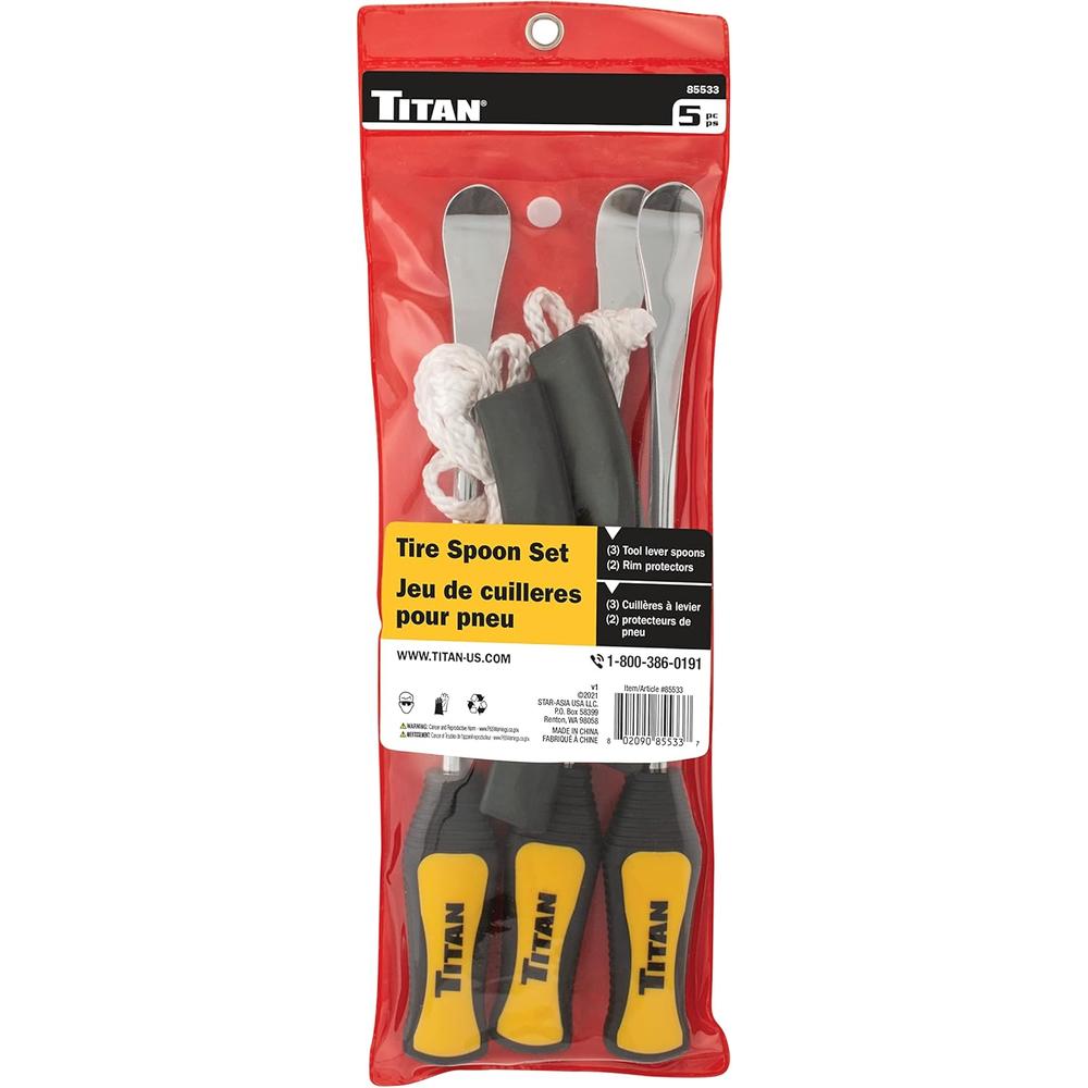 Titan Tools 85533 5-PC MOTORCYCLE/SMALL AIR-FILLED TIRE SPOON SET WITH RIM GUARDS