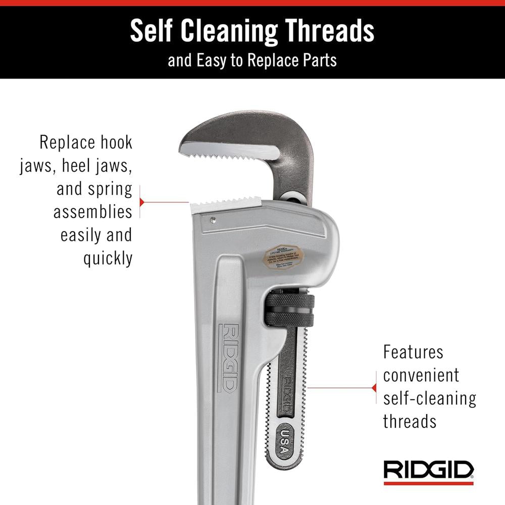 Ridgid 31115 Model 848 Aluminum Straight Pipe Wrench, 48" Plumbing Wrench