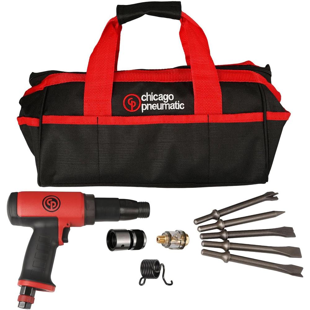 Chicago Pneumatic 7165K Low Vibration Short Hammer Kit, Complete Power Tool Kit with Soft Travel Bag