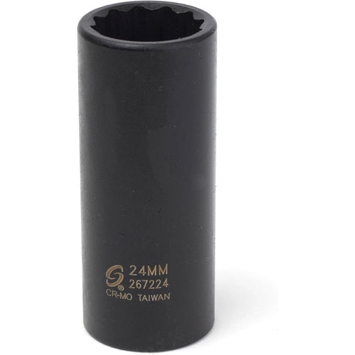 Sunex Tools 267224 1/2 in. Drive 24-mm 12-Point Deep Impact Socket