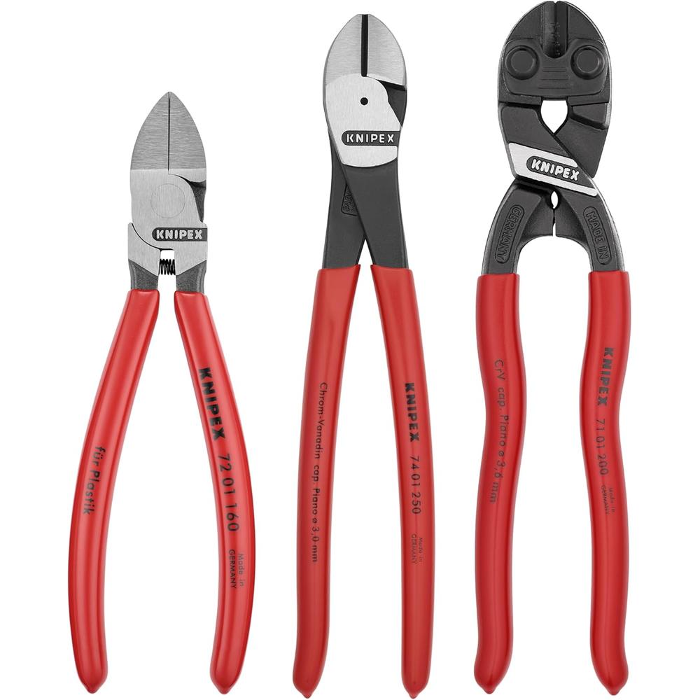 Knipex 9K 00 80 137 US 3 Piece Cutting Pliers Set - With FREE 10 Piece Tool Holder