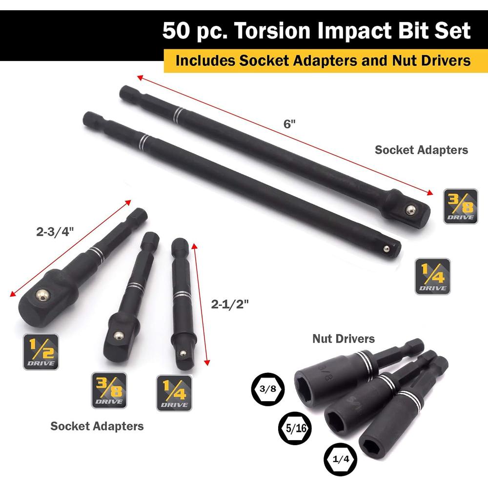 Titan 16251 Jeu d'embouts à chocs à torsion (50 pièces)