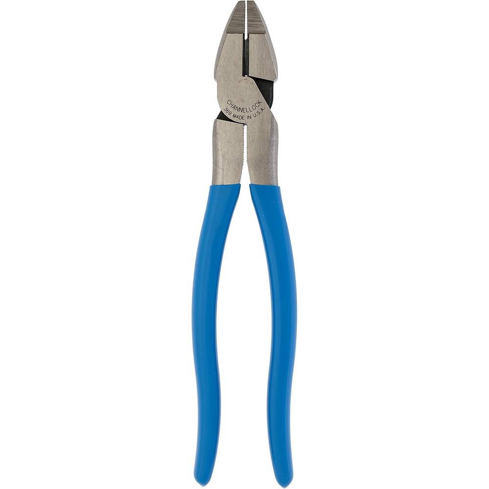 Channellock 369 9.5-Inch Lineman's Pliers | Xtreme Leverage Technology (XLT) Requires Less Force to Cut than Other High-Leverage Models | Forged from High Carbon Steel | Made in the USA, Blue Handle