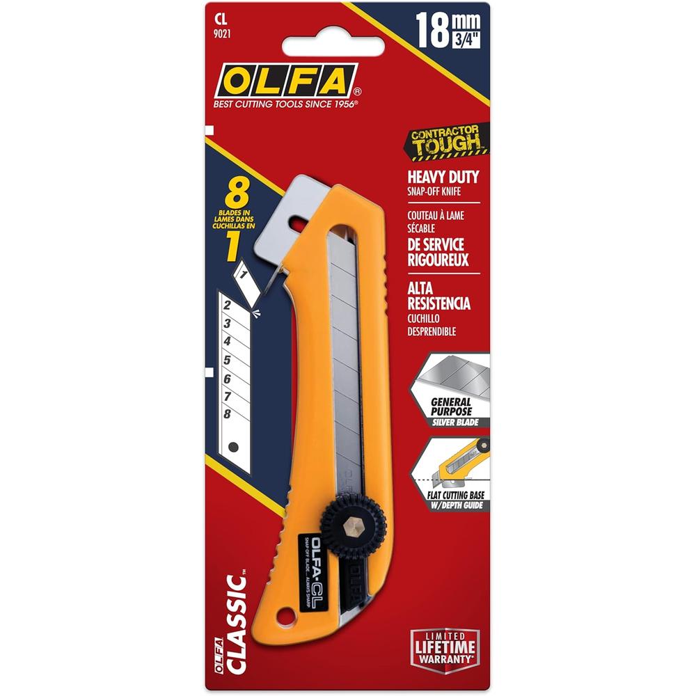 Couteau utilitaire pour matériaux d'emballage Olfa CL 18 mm